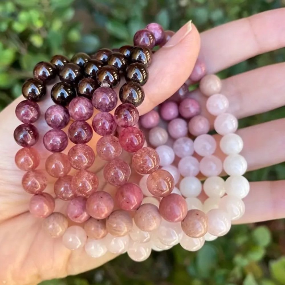 Pink Rose & Strawberry Quartz Stretch Bracelet